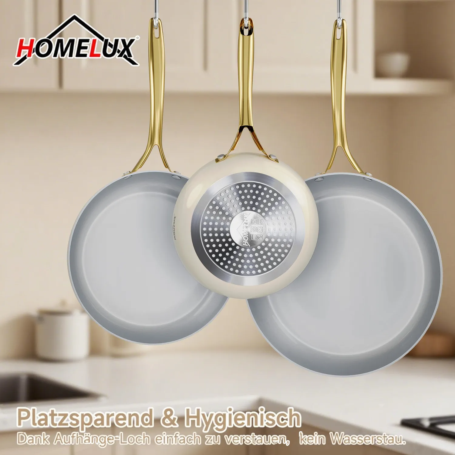 HOMELUX Pfannenset 20/24/28cm Induktion Keramik 3-teilig