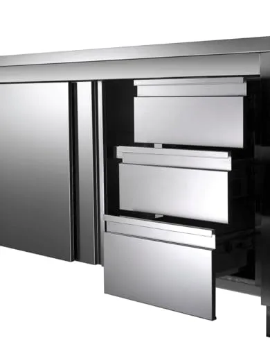 GastroHero Eco Arbeitsschrank 18x7 Schiebetür 3 Schubladen