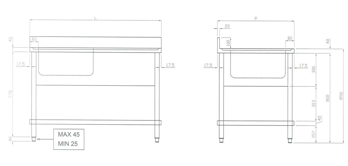 GastroHero Spülzentrum 120x70 Spültisch 1 Becken rechts Edelstahl