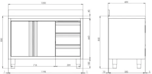 GastroHero ASS3SR-ECO12X6A Arbeitsschrank 120x60 Aufkantung