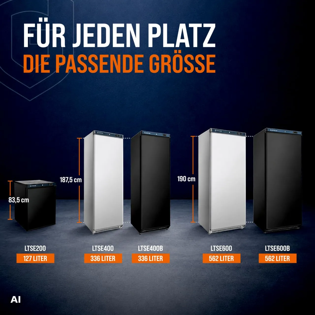 GastroHero LTSE400B Lagertiefkühlschrank 336 L schwarz -23°C