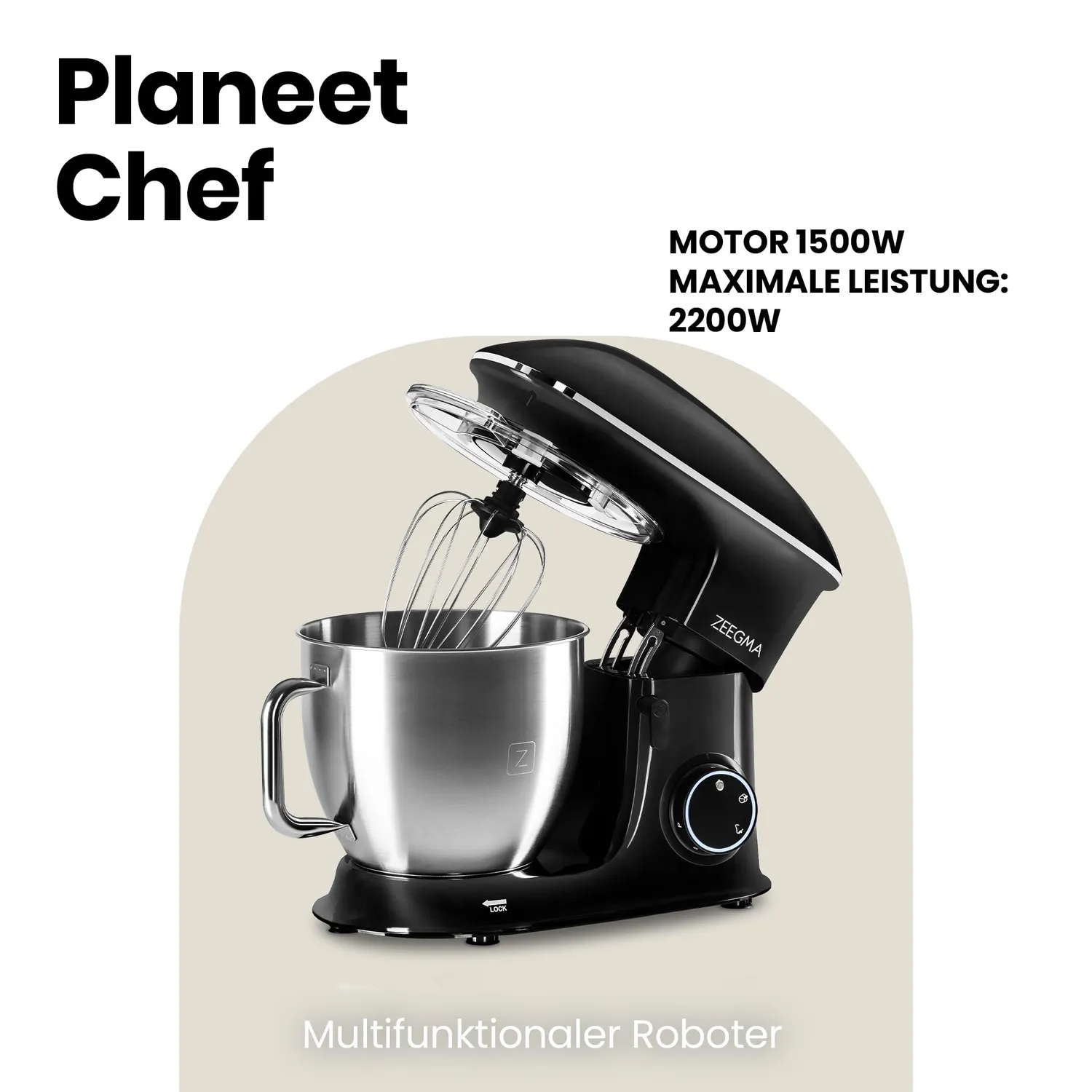 Zeegma Planeet Chef Küchenmaschine 6,5 L schwarz 1500 W