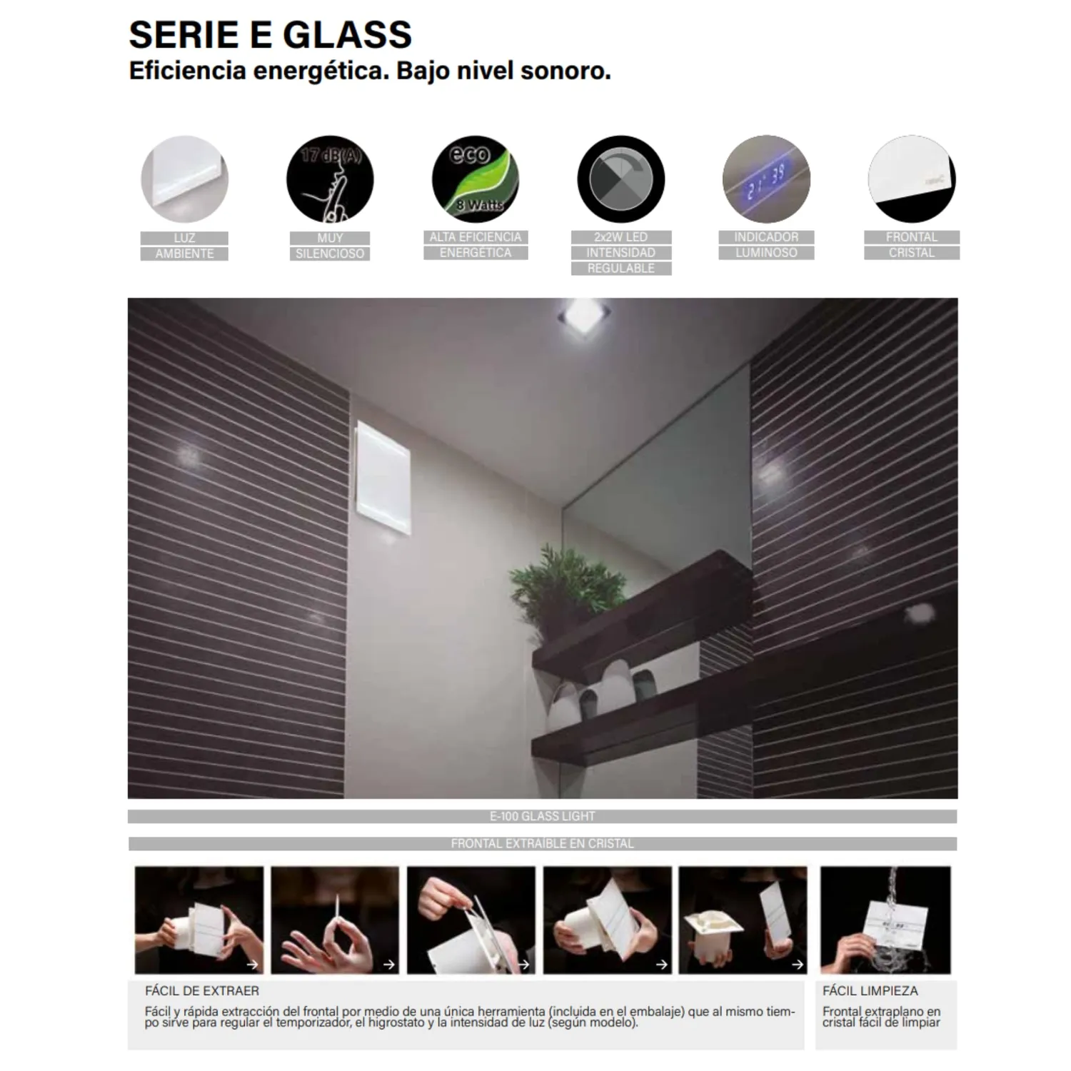CATA E-100 GT Badlüfter Weiß Glasfront Timer