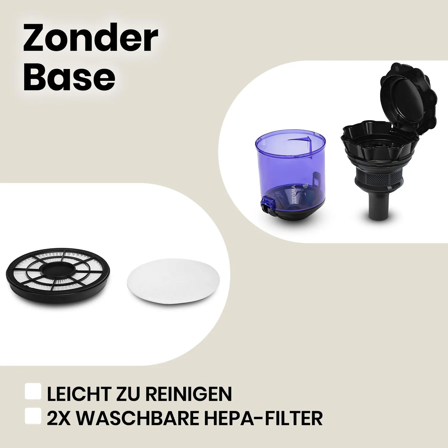 Zeegma Zonder Base Staubsauger beutellos 2,5 Liter