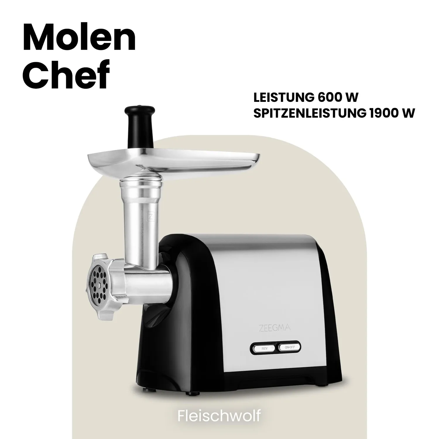 Zeegma Molen Chef Fleischwolf Silber 1900 W 3 kg/min