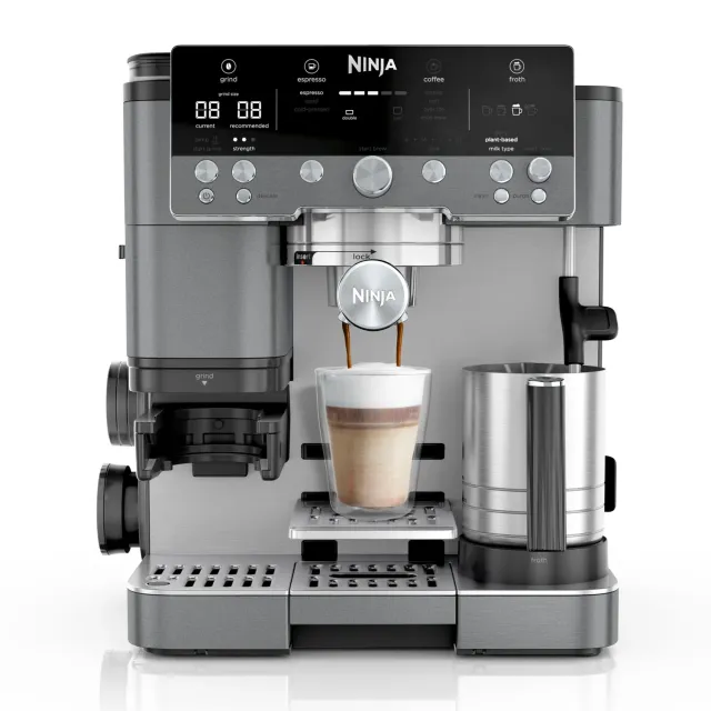 Ninja Luxe Premier 3-in-1 Espressomaschine Grau-Metall Mahlwerk