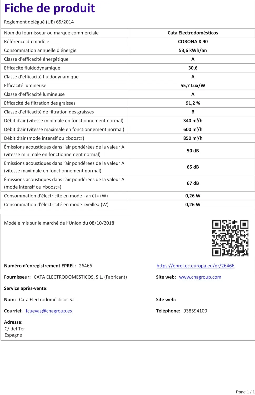 Cata Corona X 90 Einbau-Dunstabzugshaube Edelstahl 90 cm