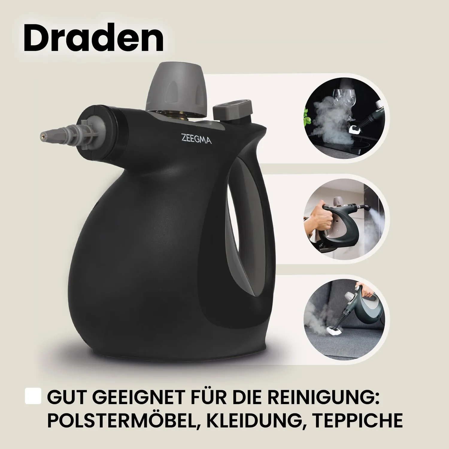 Zeegma Draden Dampfreiniger Handgerät 1000W 3bar
