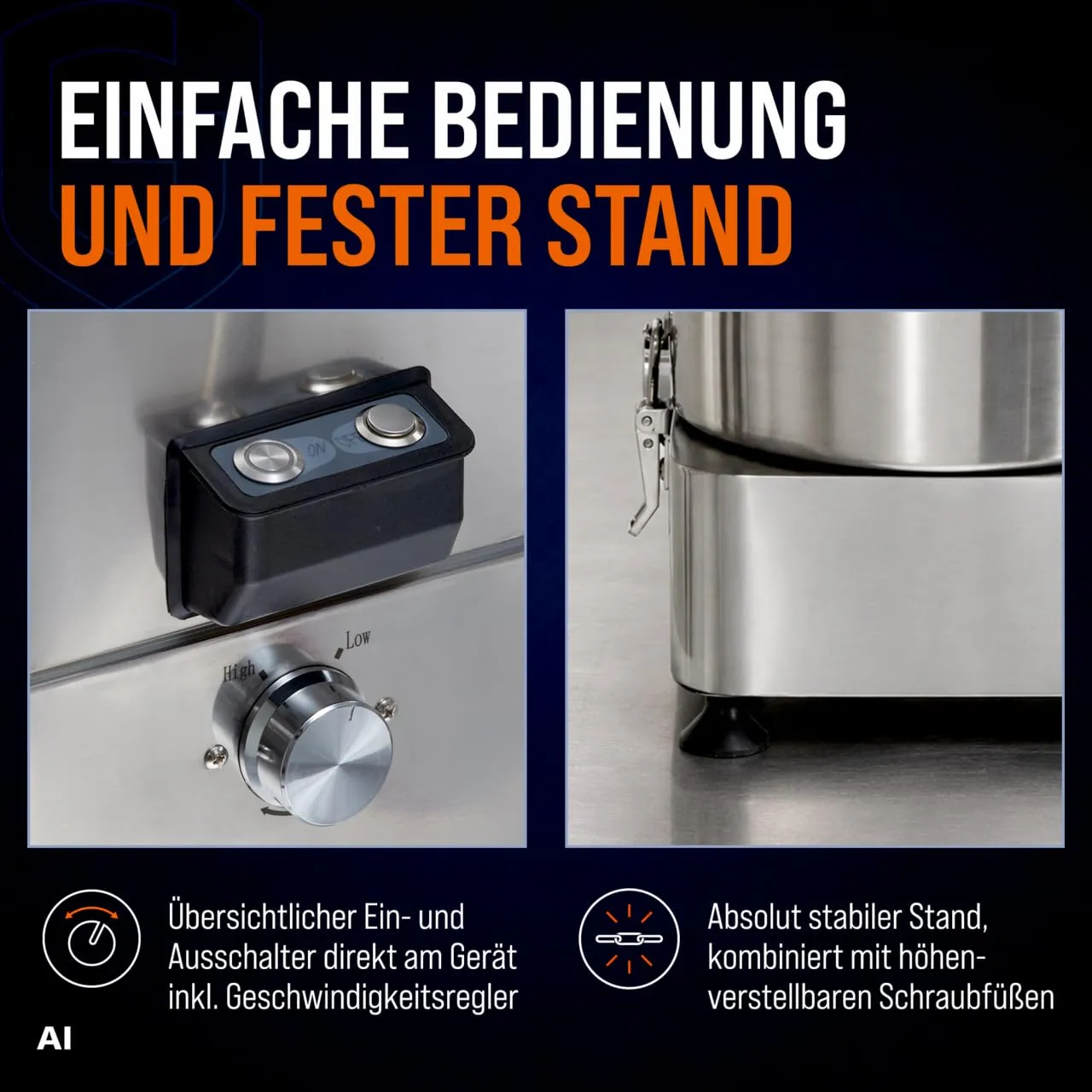 GastroHero CU-ECO6 Kutter 6L Edelstahl Profi