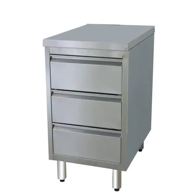 GastroHero ECO Schubladenschrank 400x700 3 Schubladen Edelstahl