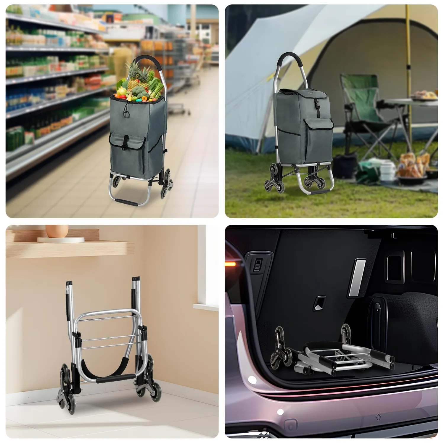 HOMELUX Einkaufstrolley 41L Trolley dunkelgrau treppengängig
