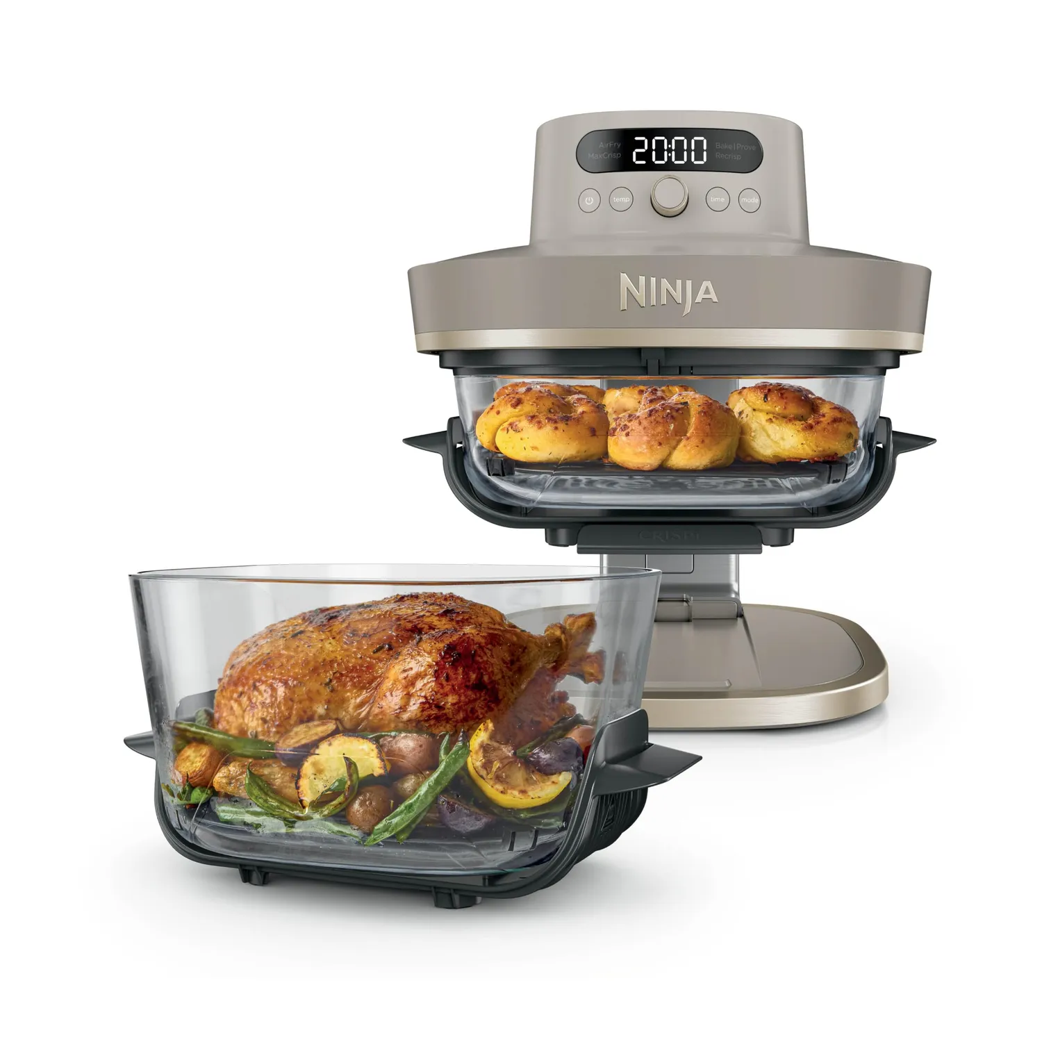 Ninja CRISPi PRO XL Heißluftfritteuse 5,7 L Stone Gold Glas