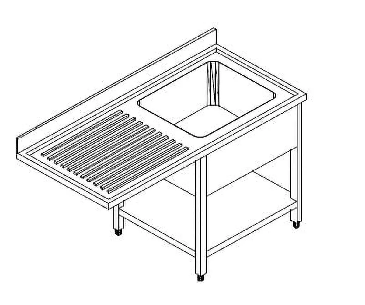 GastroHero Spülzentrum 120x70 Spültisch 1 Becken rechts Edelstahl
