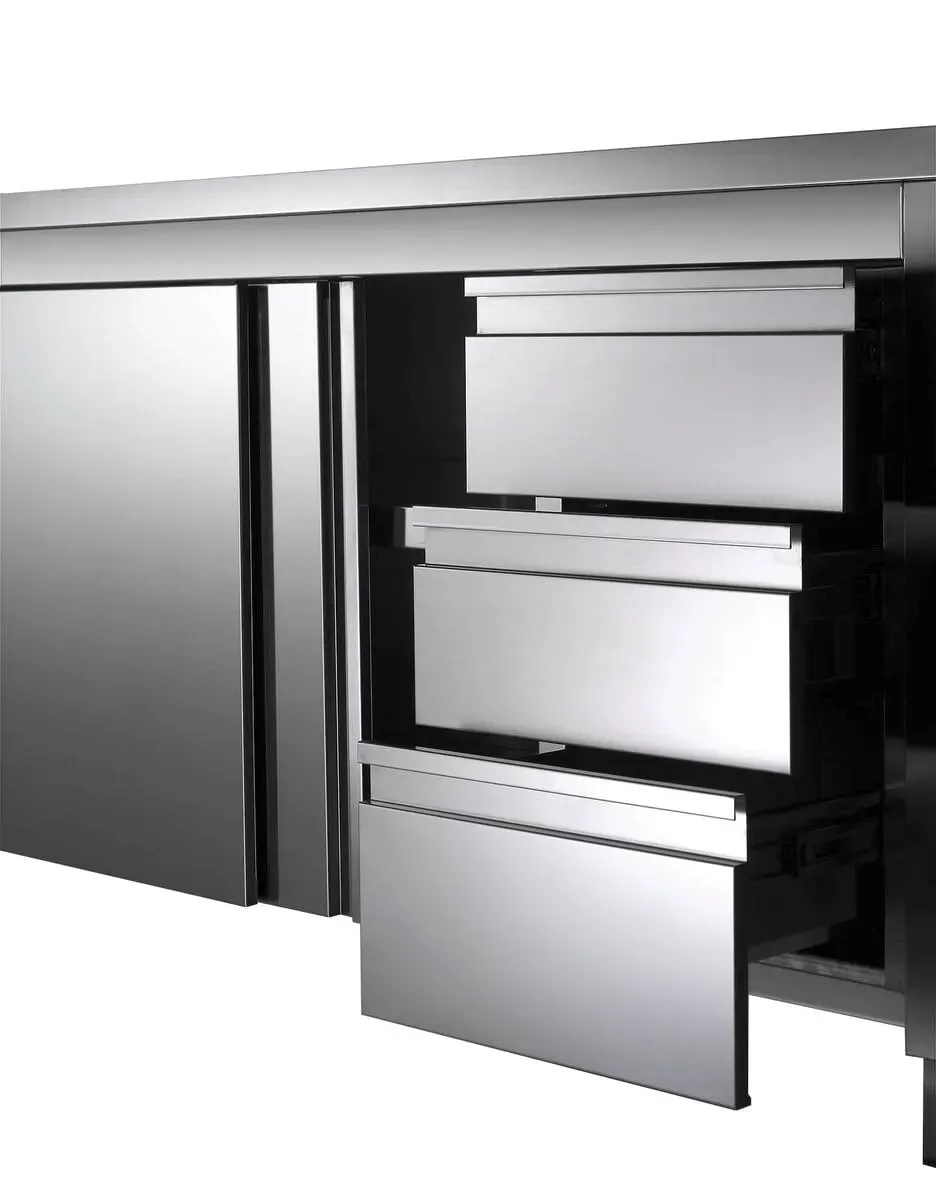 GastroHero Eco Arbeitsschrank 18x7 Schiebetür 3 Schubladen