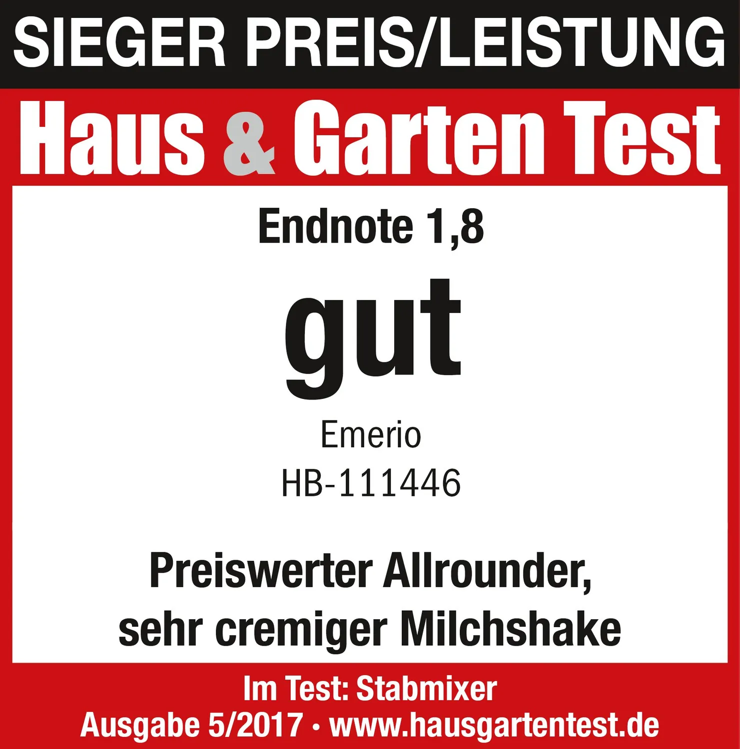 Emerio HB-111446 Stabmixer 250W schwarz Edelstahl