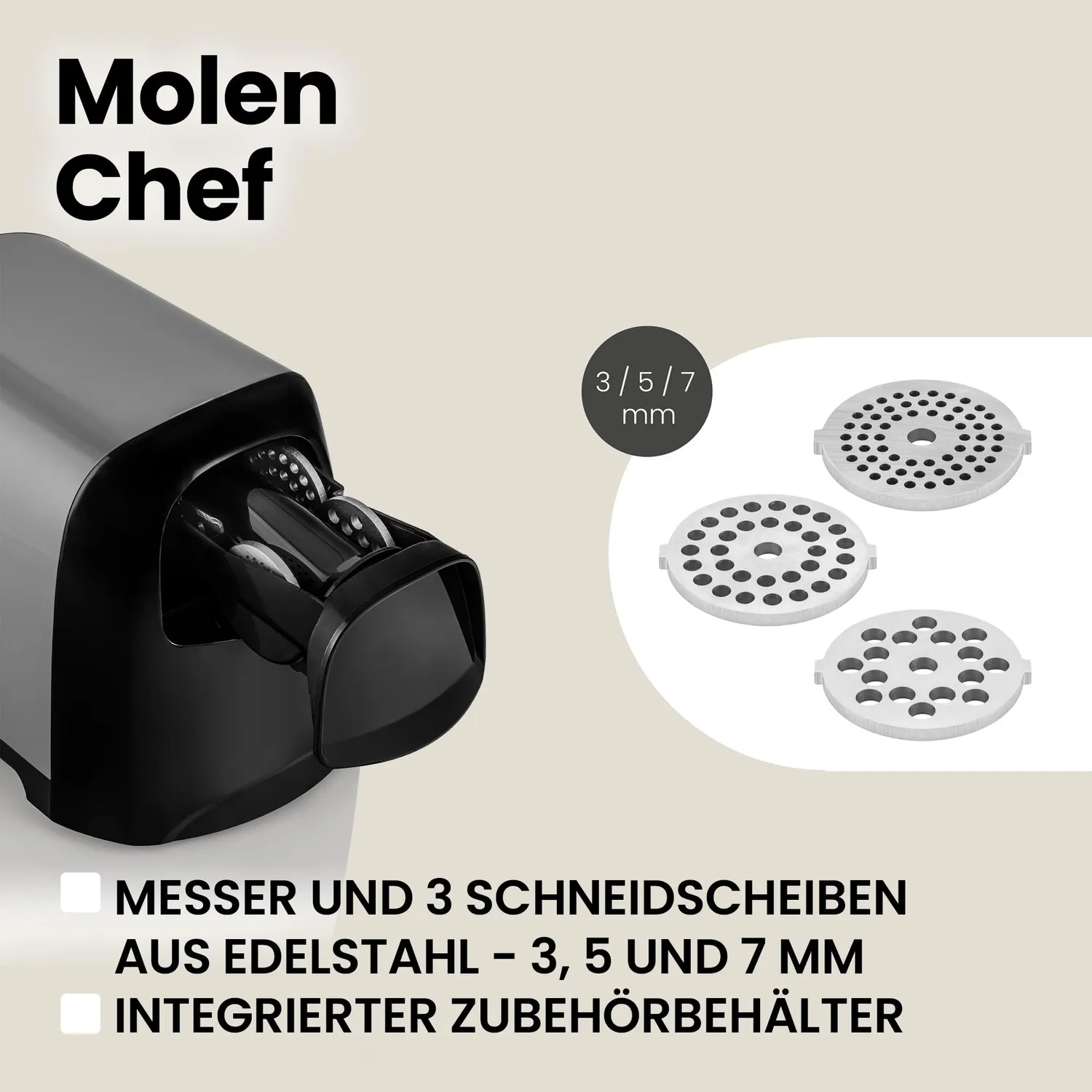 Zeegma Molen Chef Fleischwolf Silber 1900 W 3 kg/min