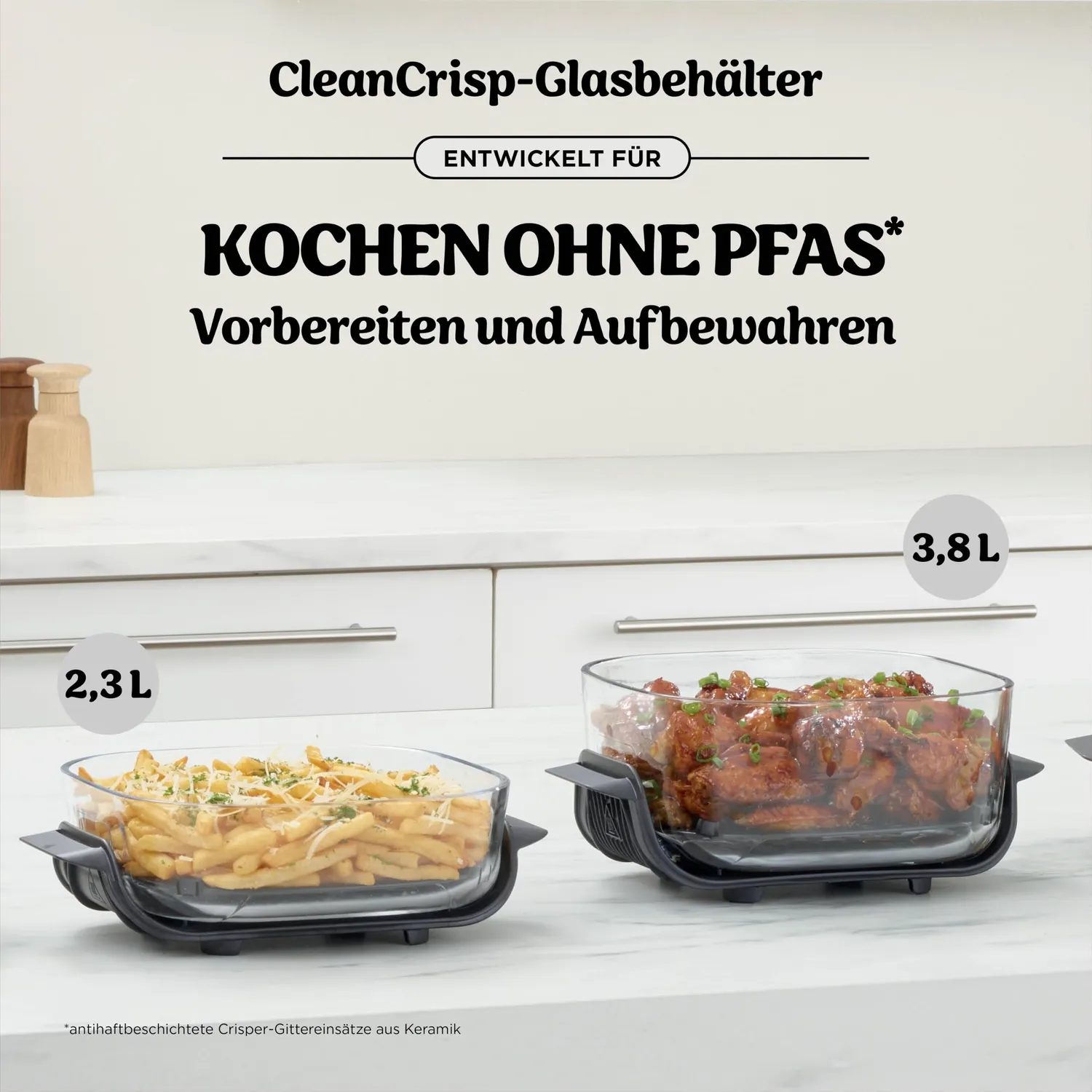 Ninja CRISPi FN202EU Heißluftfritteuse Set Weiß 3,8 L Glas