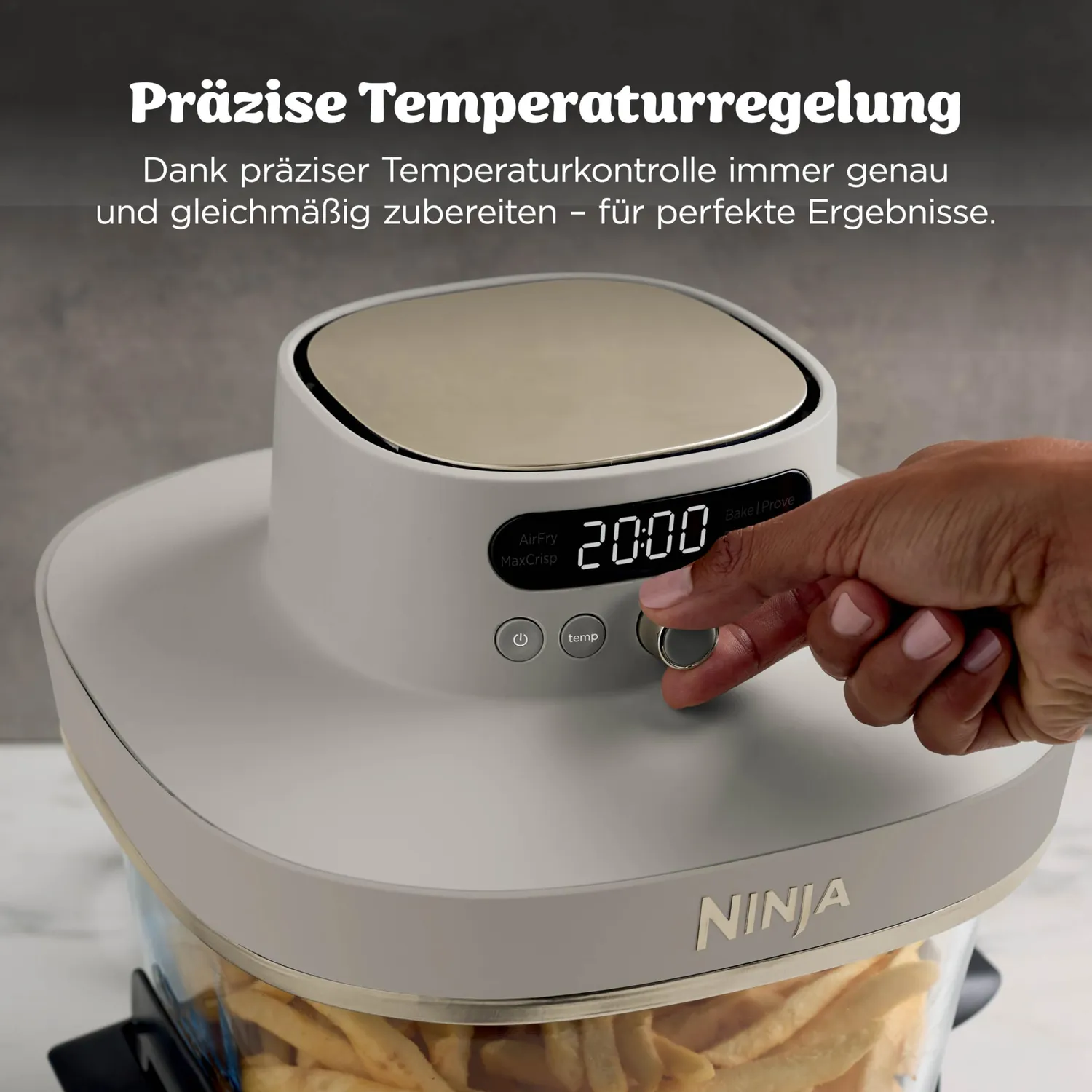 Ninja CRISPi PRO XL Heißluftfritteuse 5,7 L Stone Gold Glas