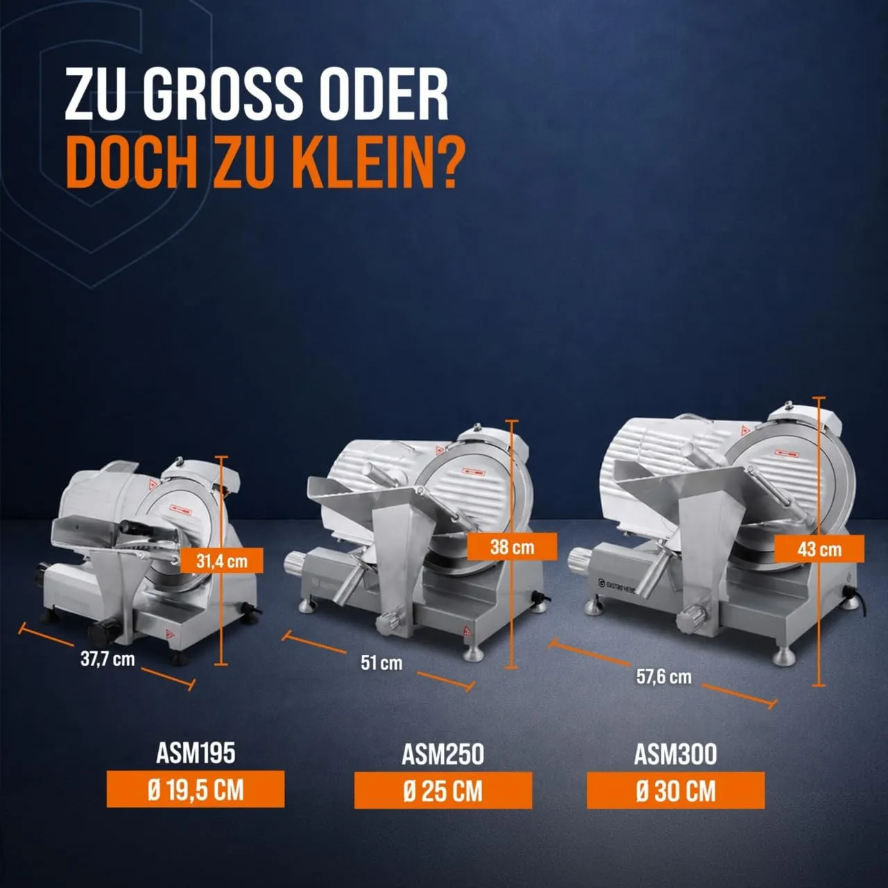 GastroHero ASM300 Aufschnittmaschine 300 mm Aluminium
