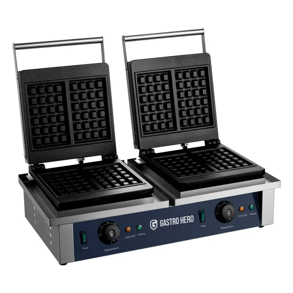 GastroHero FY-2202 Waffeleisen belgisch 4 Waffeln Edelstahl