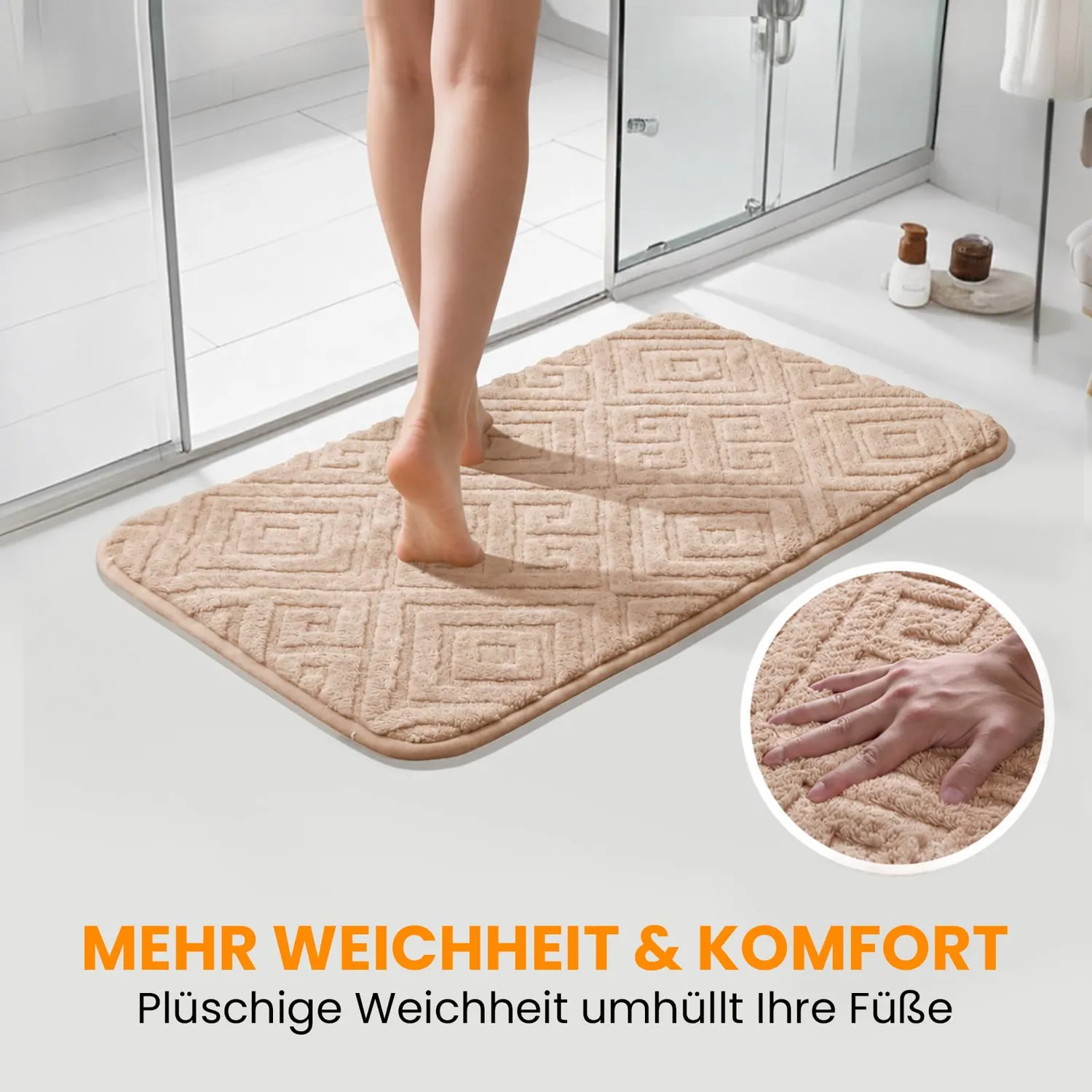 HOMELUX 2-teiliges Badematten-Set 50x80cm Beige rutschfest