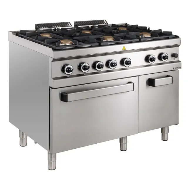 GastroHero Serie 77 Gasherd 6-flammig 48 kW mit Backofen
