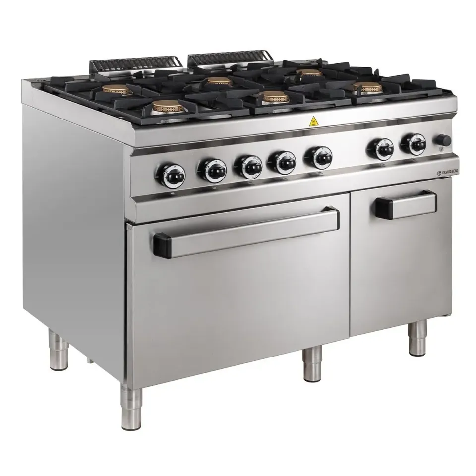 GastroHero Serie 77 Gasherd 6-flammig 48 kW mit Backofen