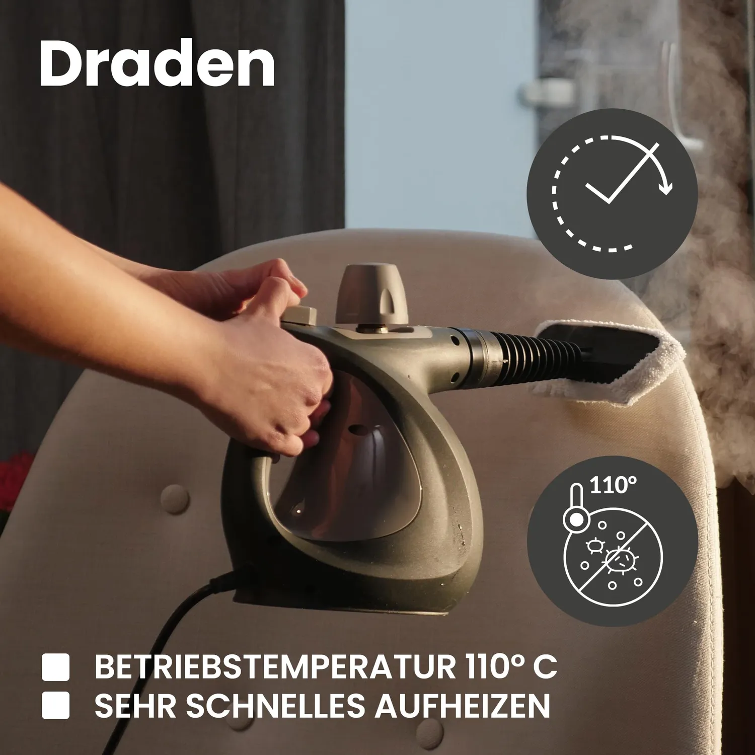Zeegma Draden Dampfreiniger Handgerät 1000W 3bar