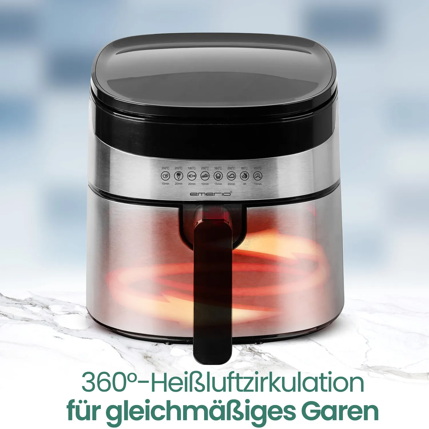 Emerio AF-129084 Heißluftfritteuse 4,5L INOX 1300W