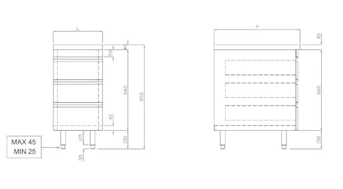 GastroHero ECO Schubladenschrank 400x700 3 Schubladen Edelstahl