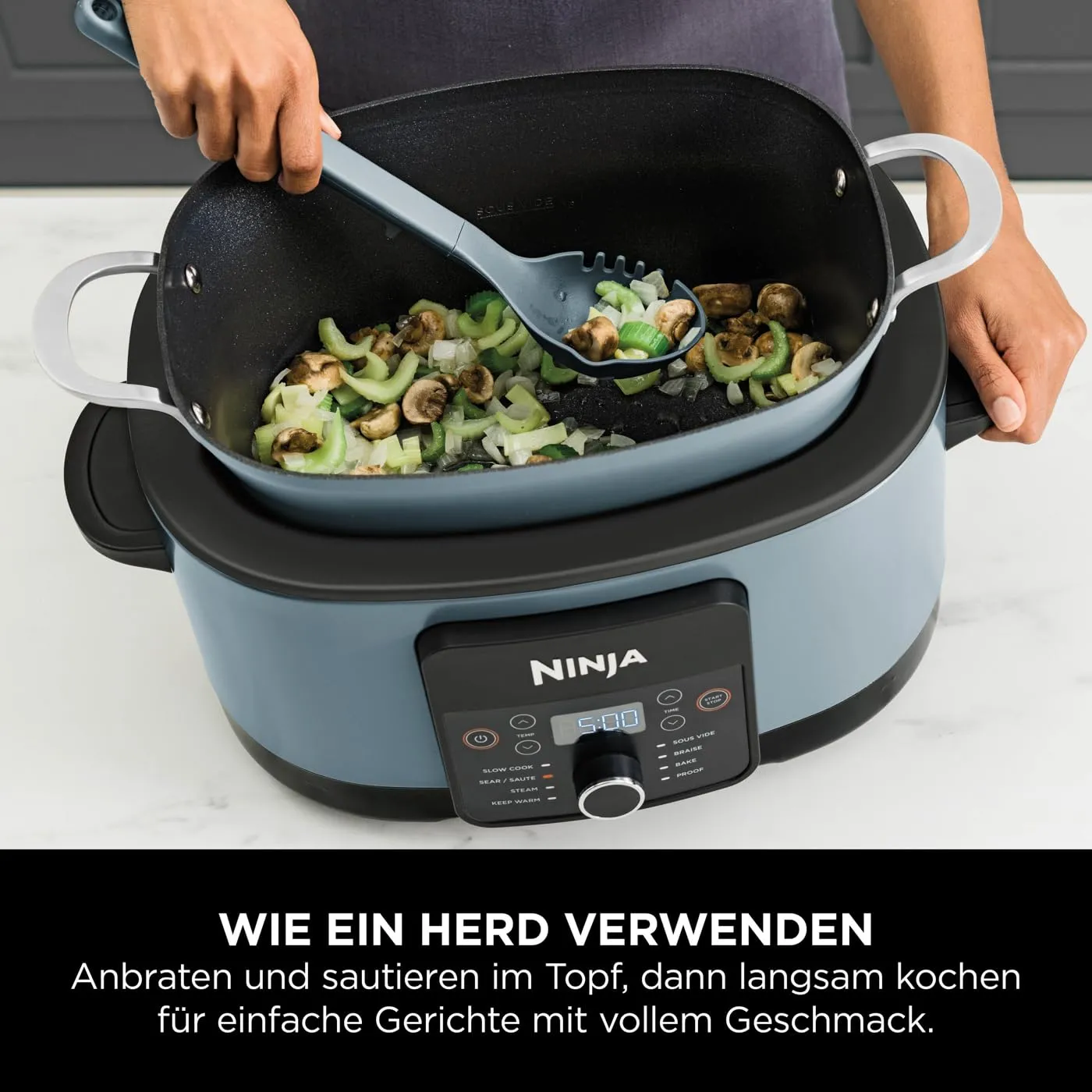 Ninja Foodi PossibleCooker Multikocher 8 L meersalzgrau 8-in-1