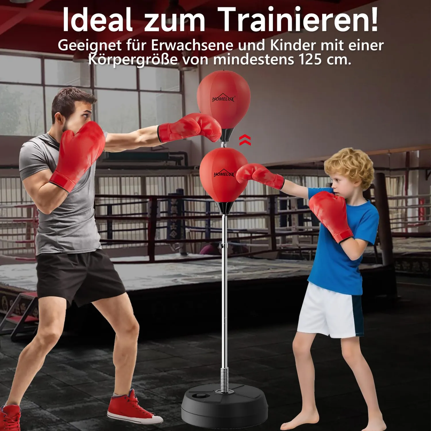 HOMELUX Punchingball Boxbirne stehend 121-145cm mit Handschuhen