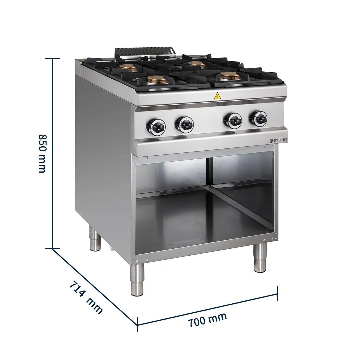 GastroHero D77G4AXL Gasherd 4 Brenner Edelstahl 28 kW