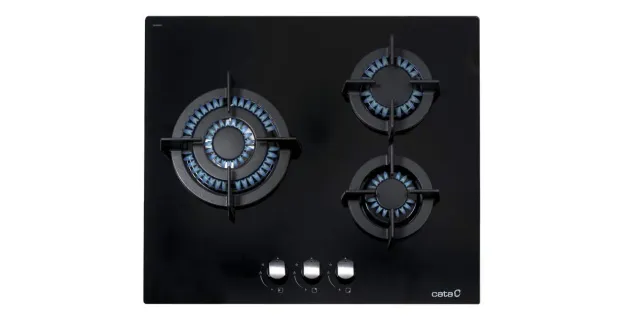Cata CCI 6021 BK Gaskochfeld 59cm 3-flammig Glas schwarz 6,25kW