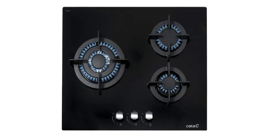 Cata CCI 6021 BK Gaskochfeld 59cm 3-flammig Glas schwarz 6,25kW