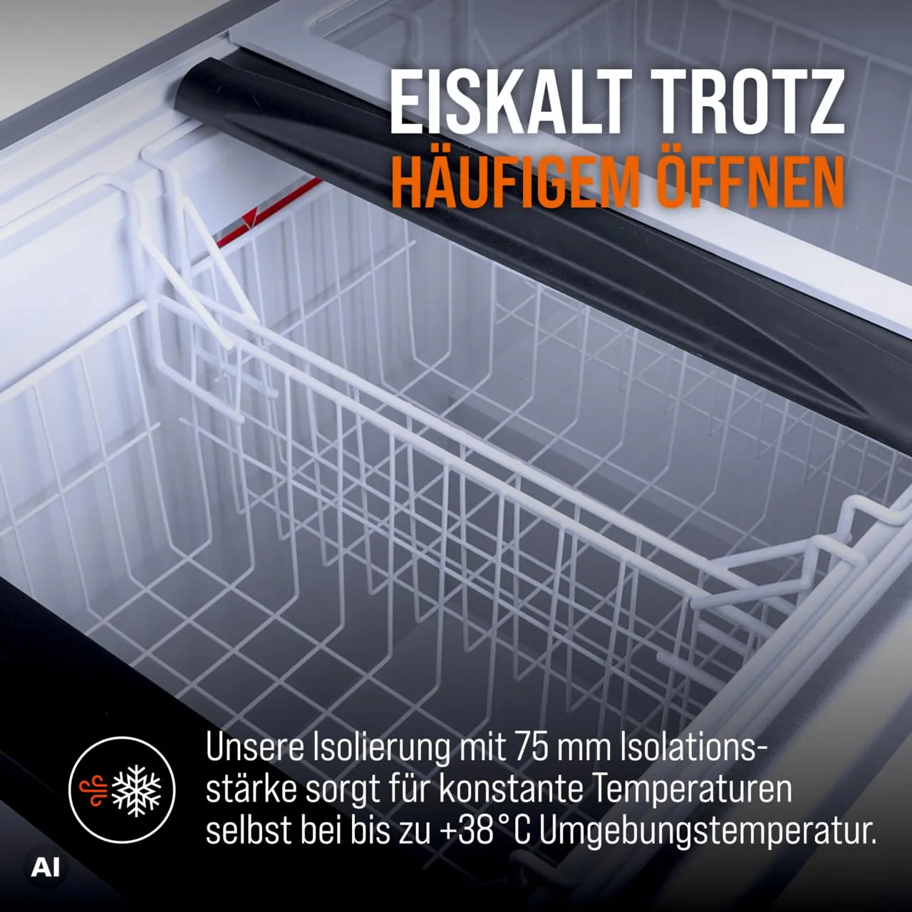 GastroHero ECO 450 Gefriertruhe 355L Glasdeckel