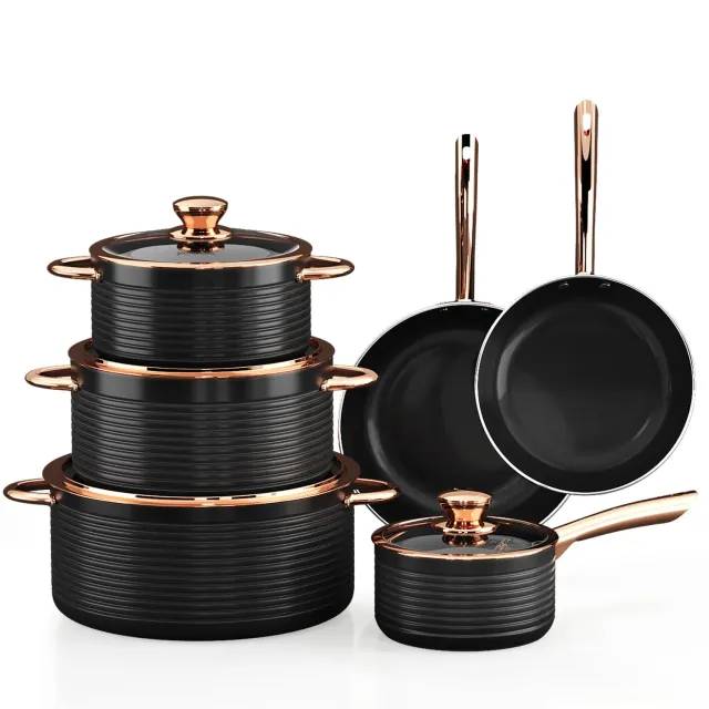 HOMELUX Topfset 10tlg Induktion Keramik Roségold