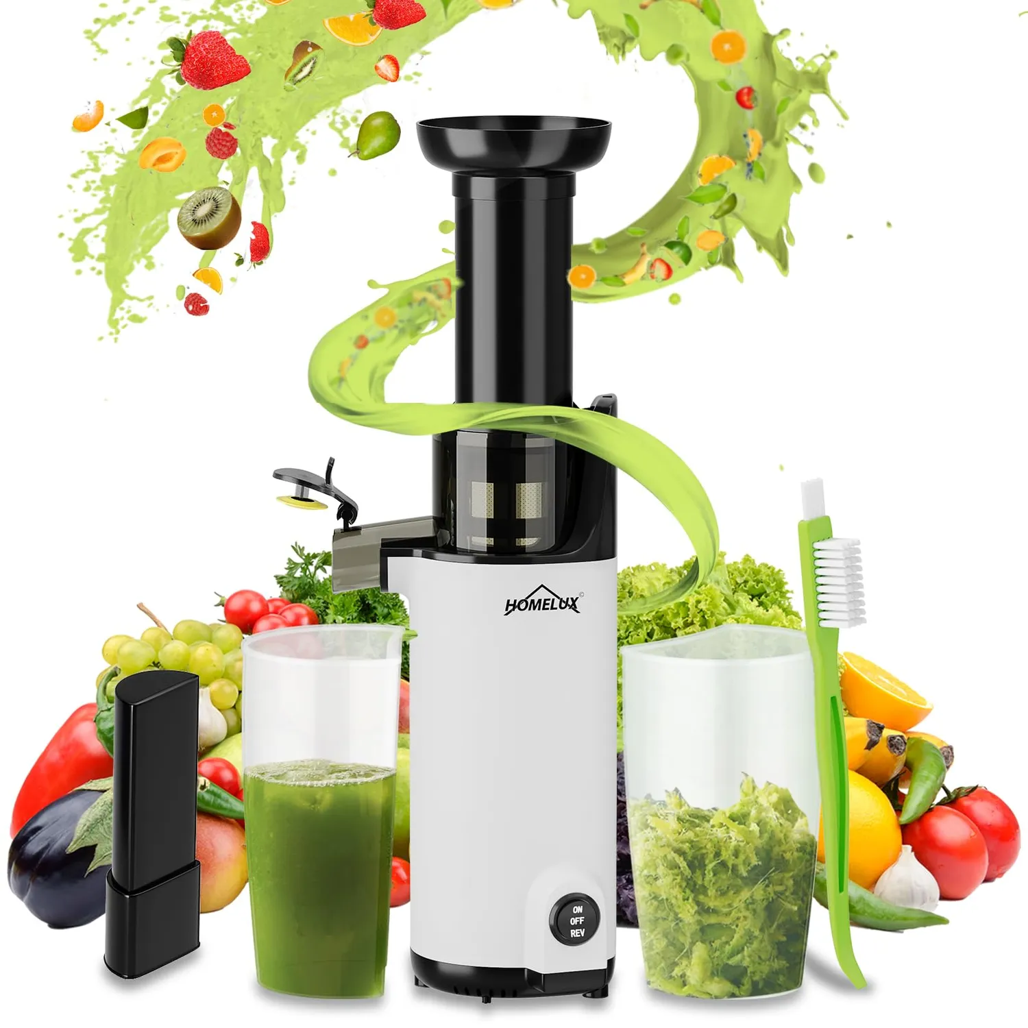 HOMELUX Slow Juicer 220W Entsafter Silber 126 mm kaltpressend