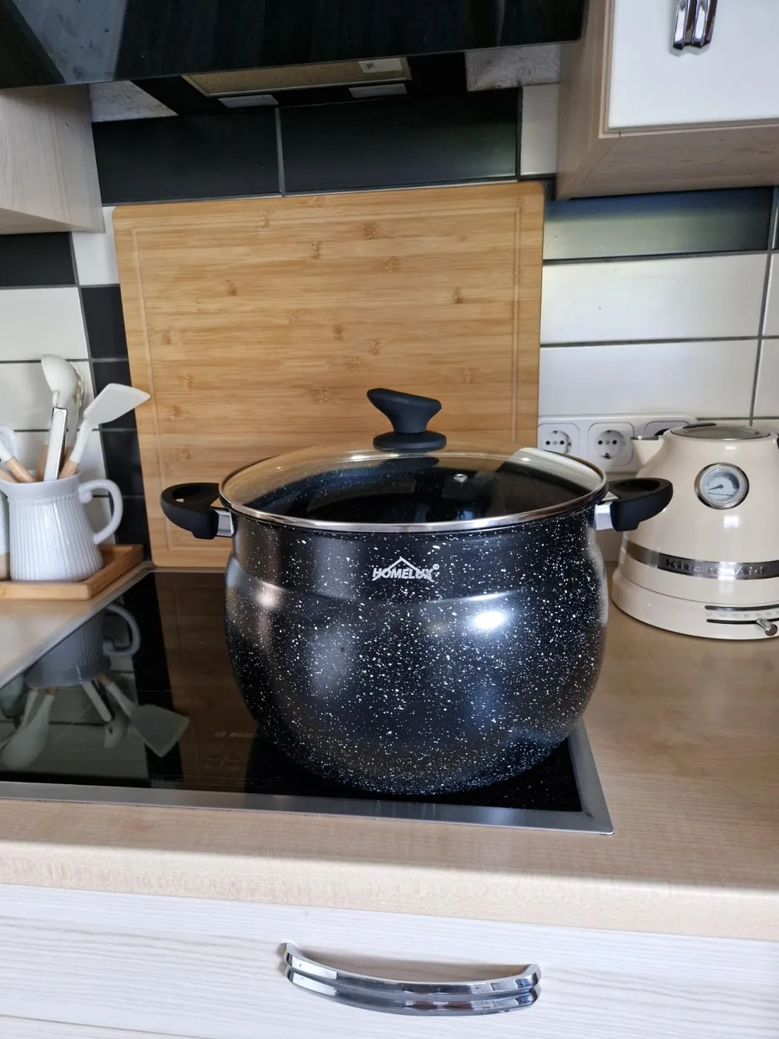 HOMELUX Kochtopf 20cm 4 Liter mit Glasdeckel antihaft