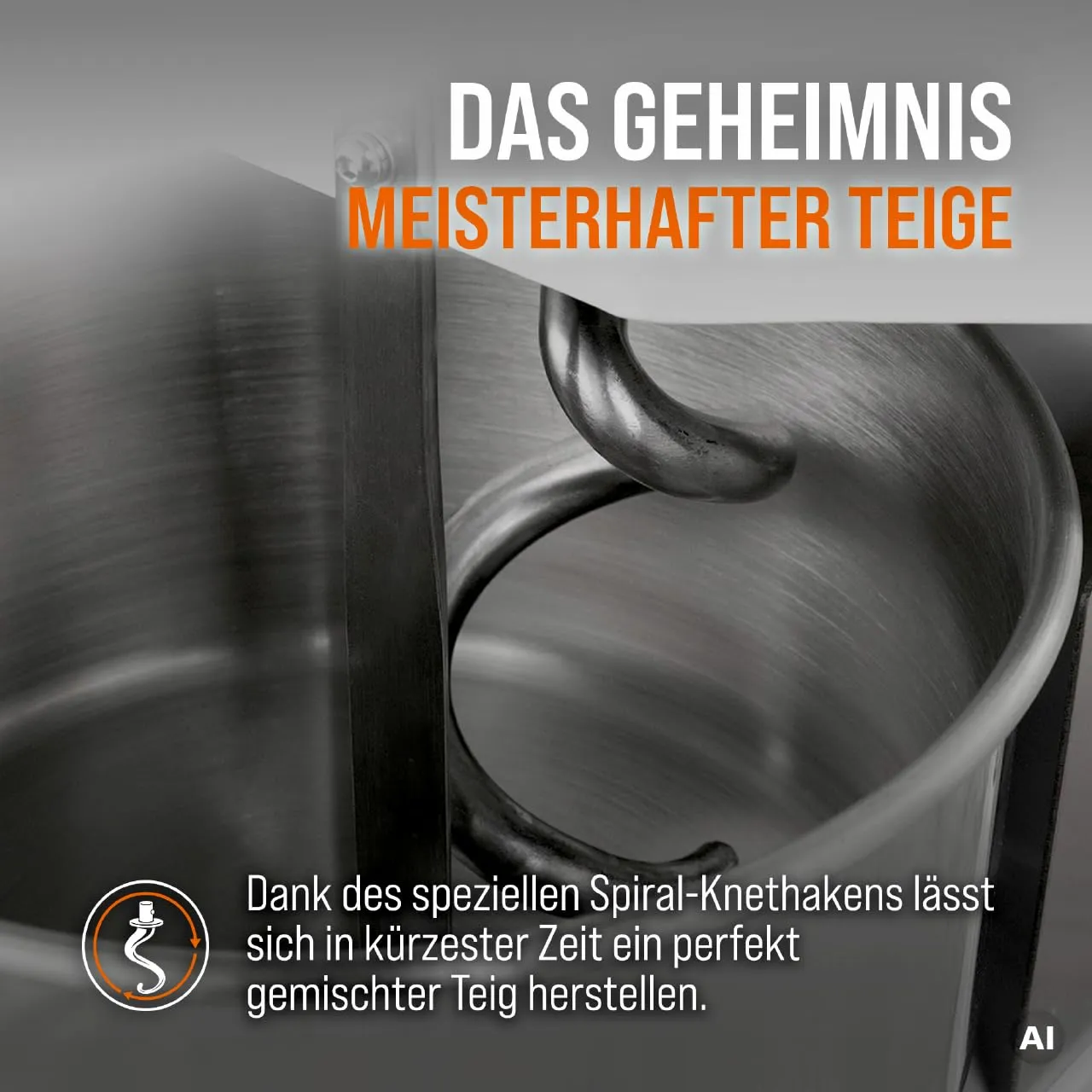 GastroHero TKM-ECO8 Teigknetmaschine 8L Weiß fester Kopf