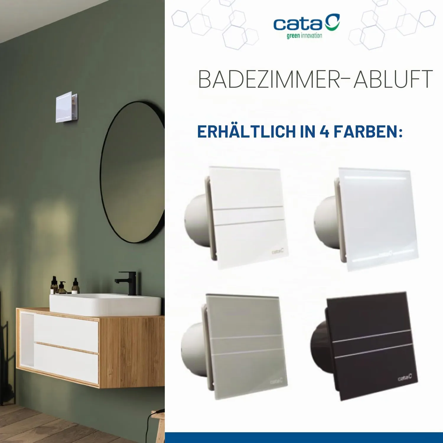 CATA E-100 GT Badlüfter Weiß Glasfront Timer