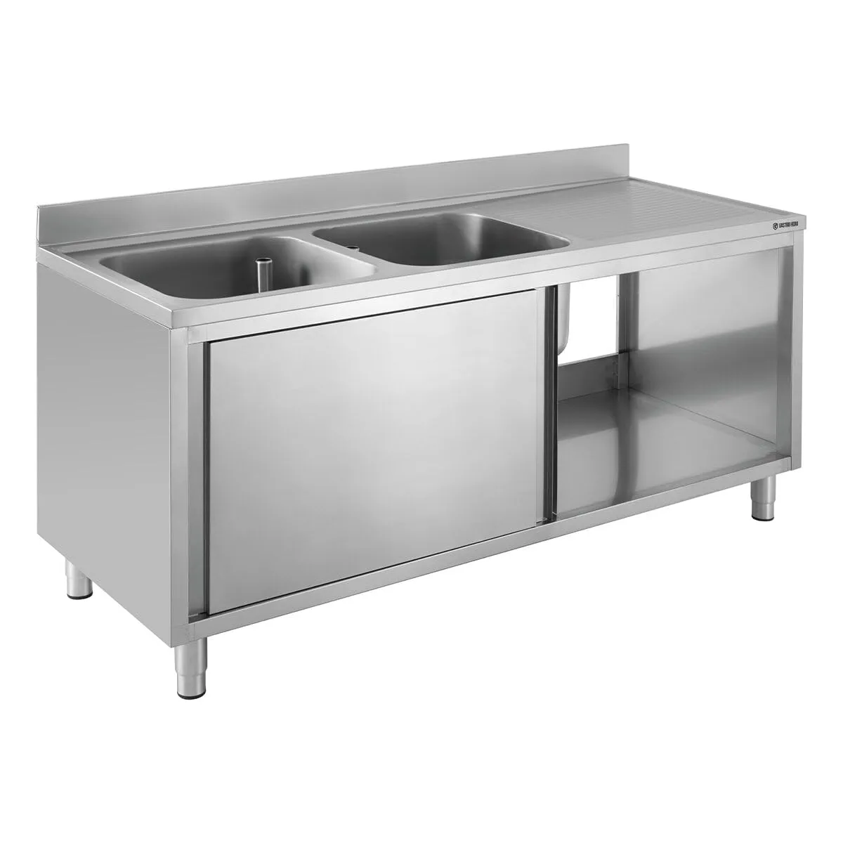 GastroHero Eco 18x7 Spülschrank 2 Becken links Edelstahl