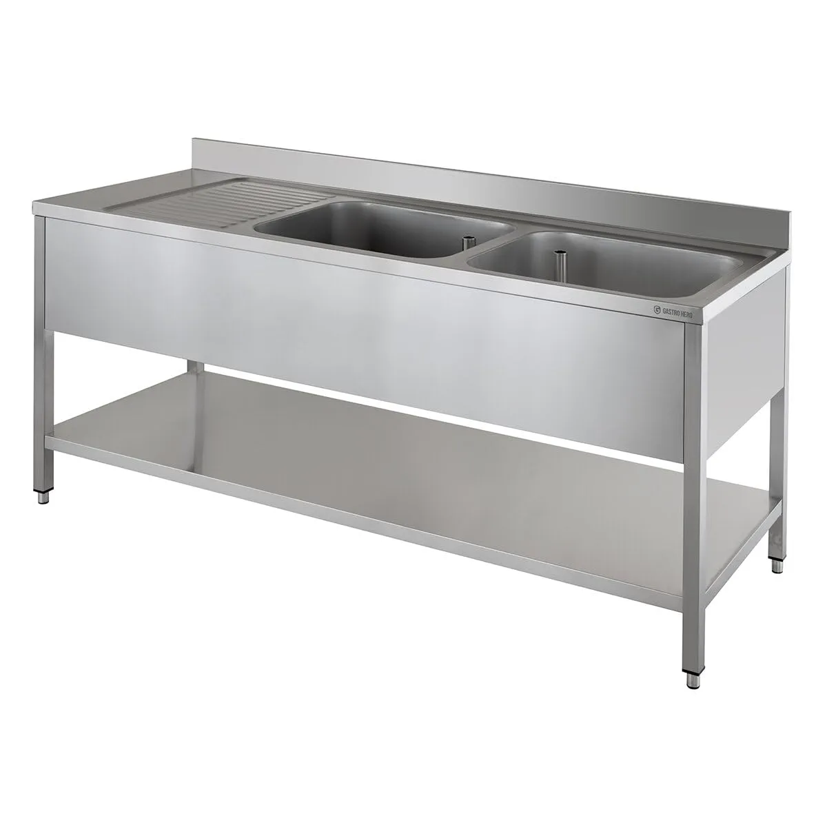 GastroHero ECO Spültisch 200x70 cm 2 Becken rechts