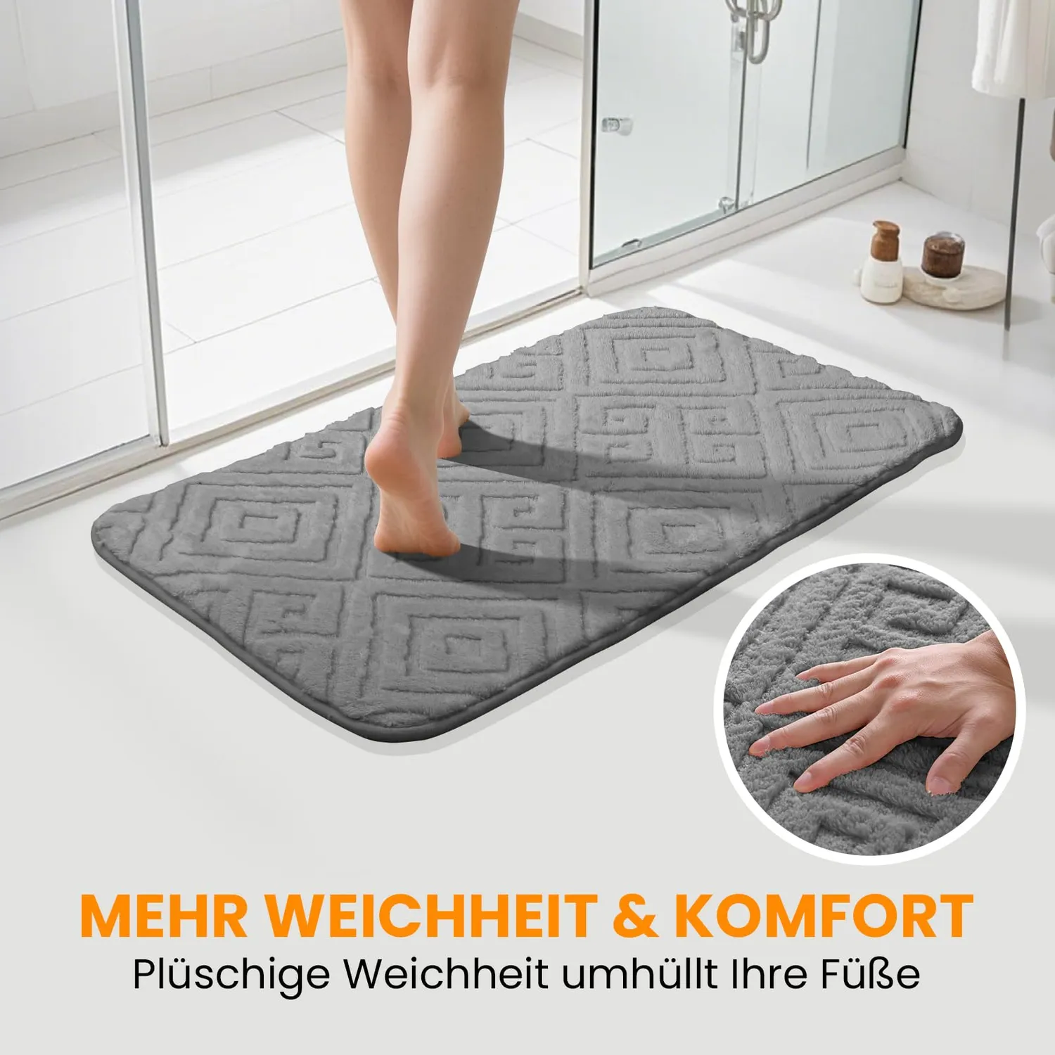 HOMELUX 2BF Badematten Set 2tlg grau rutschfest