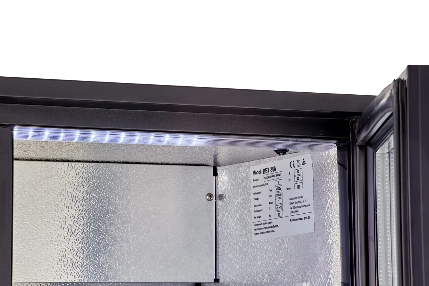 GastroHero ECO 320 Barkühlschrank 337L schwarz Glastür