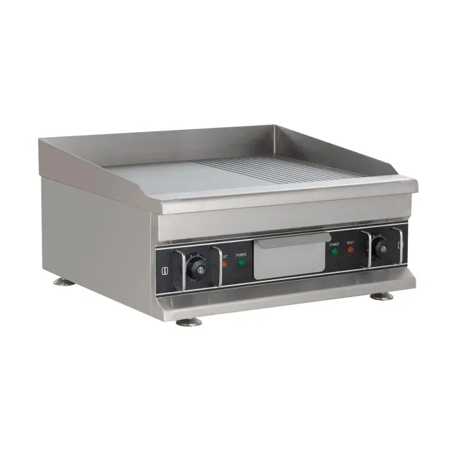 GastroHero Eco Grillplatte 596x398 halb glatt gerillt