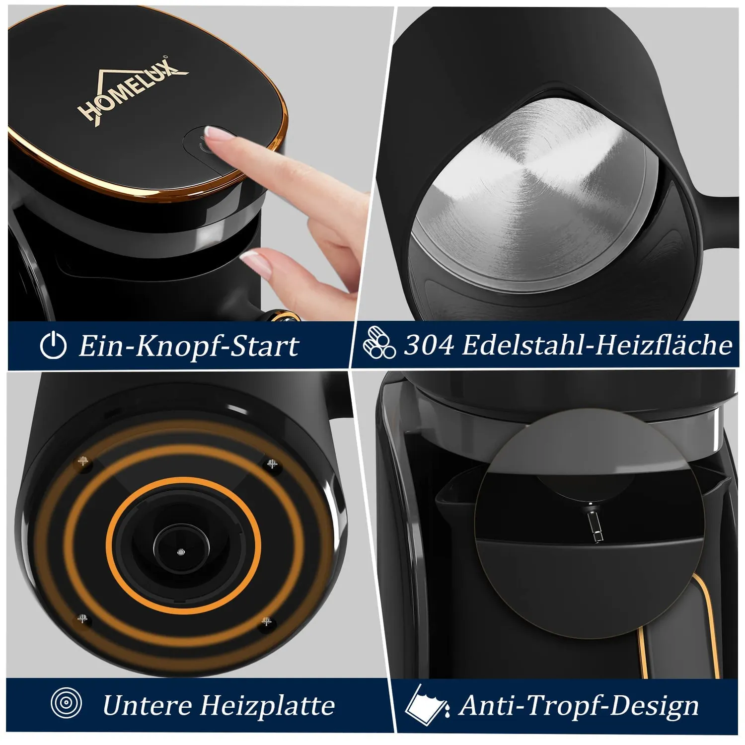 Homelux Mokka Maschine 400 ml 500 W 4 Tassen