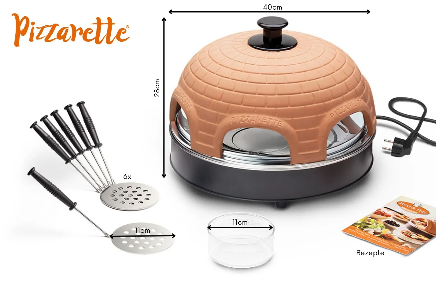 Emerio Pizzarette PO-115984 Pizzaofen 6 Personen Terracotta
