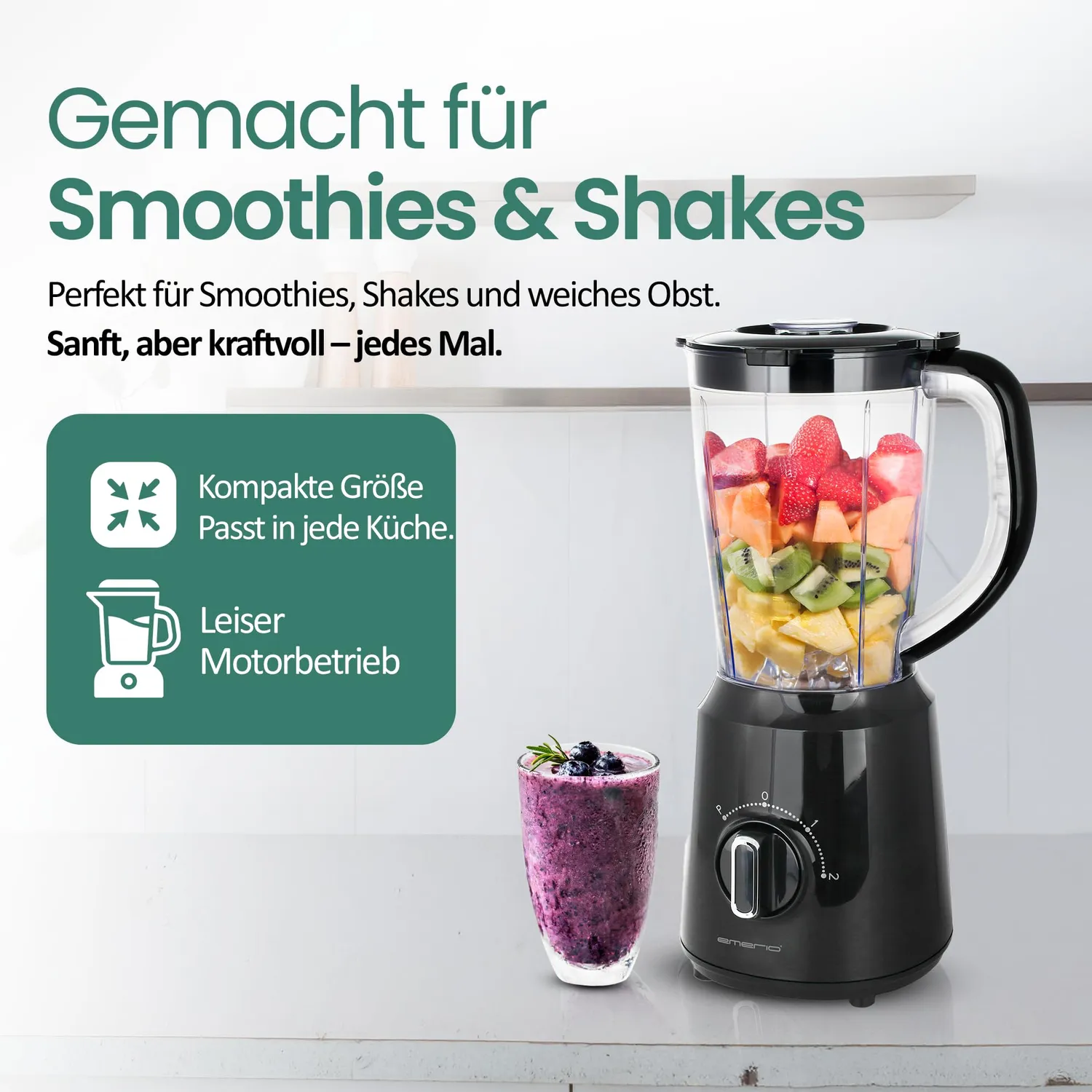 Emerio BL-124816.8 Standmixer 1,5 Liter Schwarz