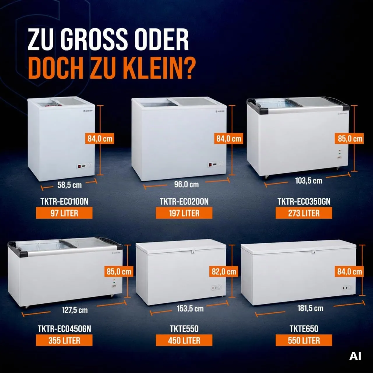 GastroHero ECO 650 TKTE650 Tiefkühltruhe 550 L abschließbar